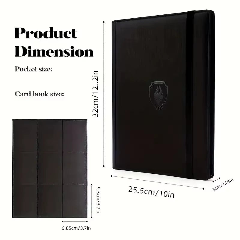 9 Pocket Card Binder, 360 Trading Card Holder Book, Premium PU Cover Zip Binder for Cards, Durable Side Loading Card Fold