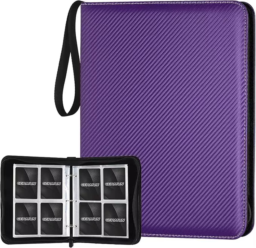 4 Pocket Card Binder, Premium Zip Trading Card Binder, 400 Double Sided Pocket PU Card Collection Binder, Collector Card Album