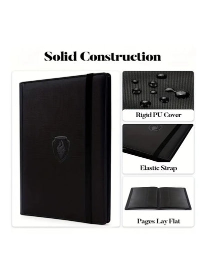 9 Pocket Card Binder, 360 Trading Card Holder Book, Premium PU Cover Zip Binder for Cards, Durable Side Loading Card Fold