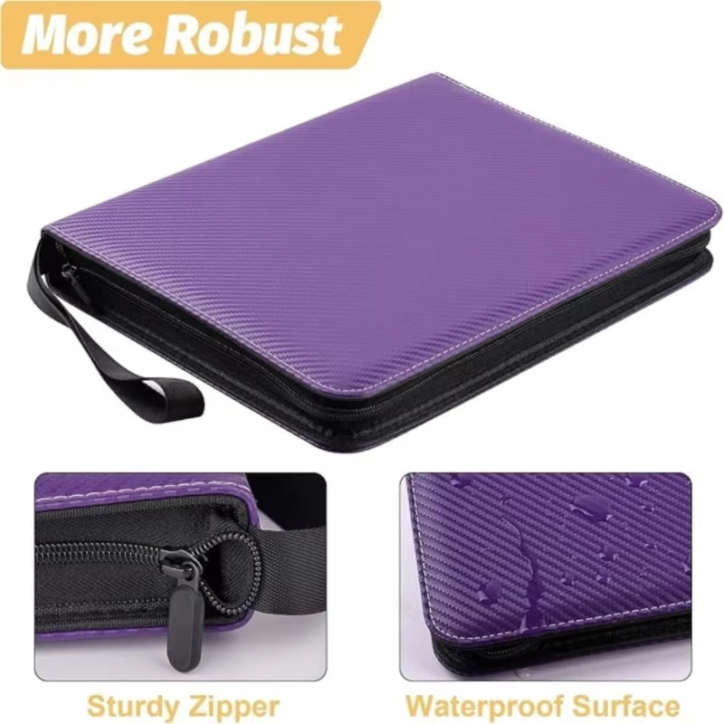 4 Pocket Card Binder, Premium Zip Trading Card Binder, 400 Double Sided Pocket PU Card Collection Binder, Collector Card Album